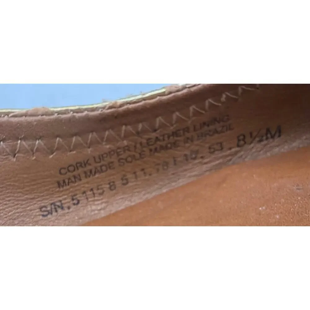 Tory Burch Gold Cork Ballet Flats Reva Logo Medallion Size 8.5M
